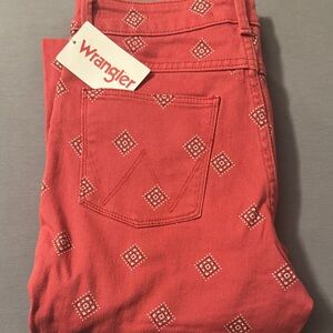 Wrangler Women's Coral Red bootcut Jeans with Diamond Motif